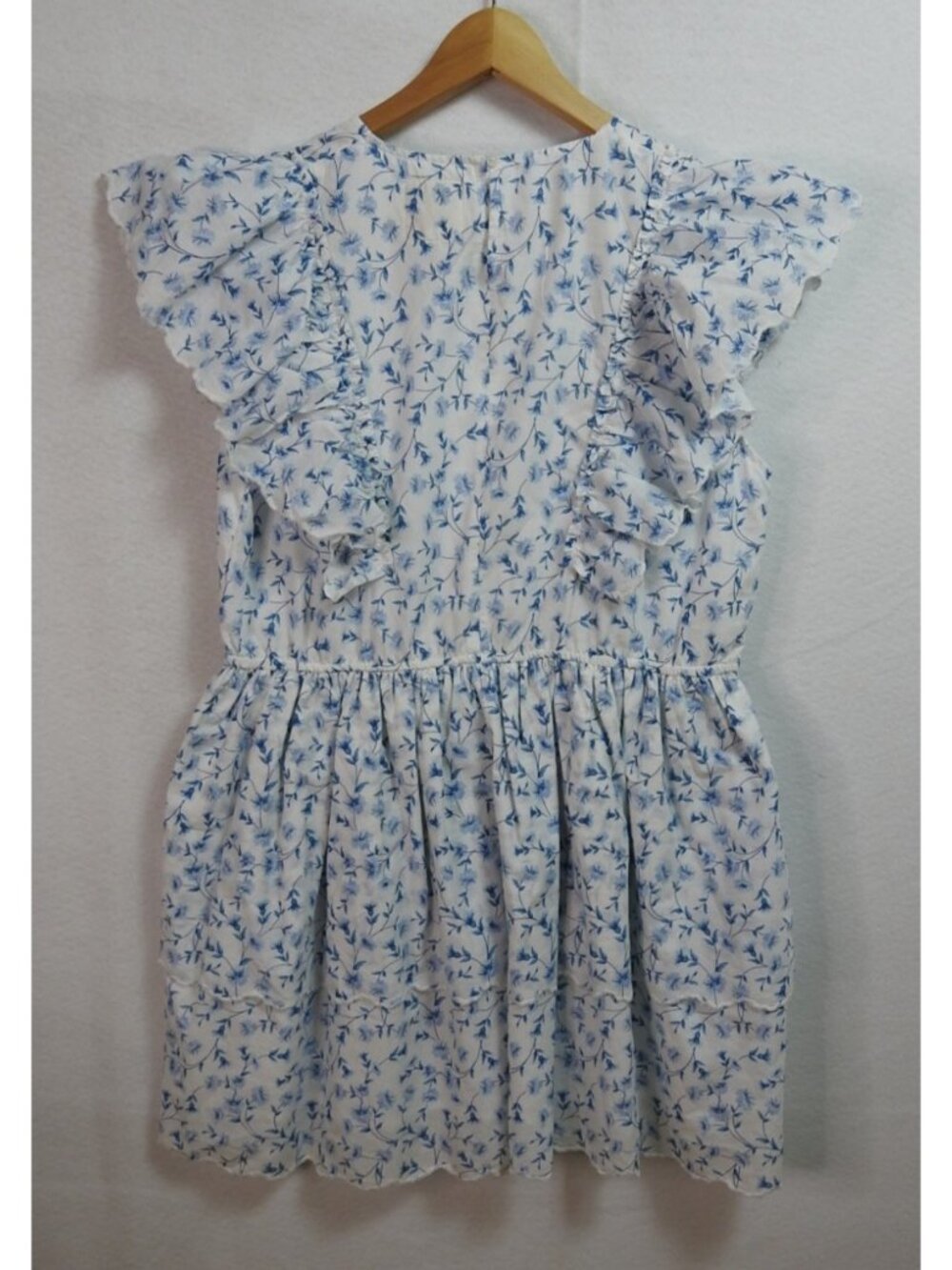 Simply Southern Collection Blue Floral Ruffle Tiered Dress Size Large Cotton - Picture 4 of 9